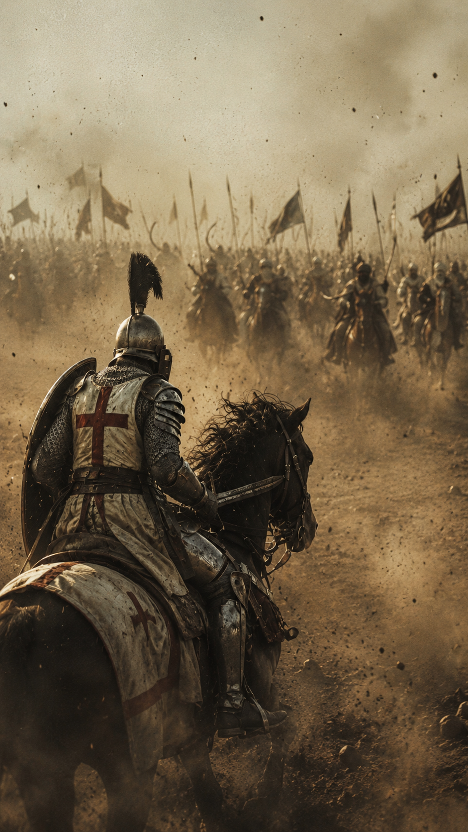 Custodes Knight on horseback leading a charge and standing the line against mass enemies.